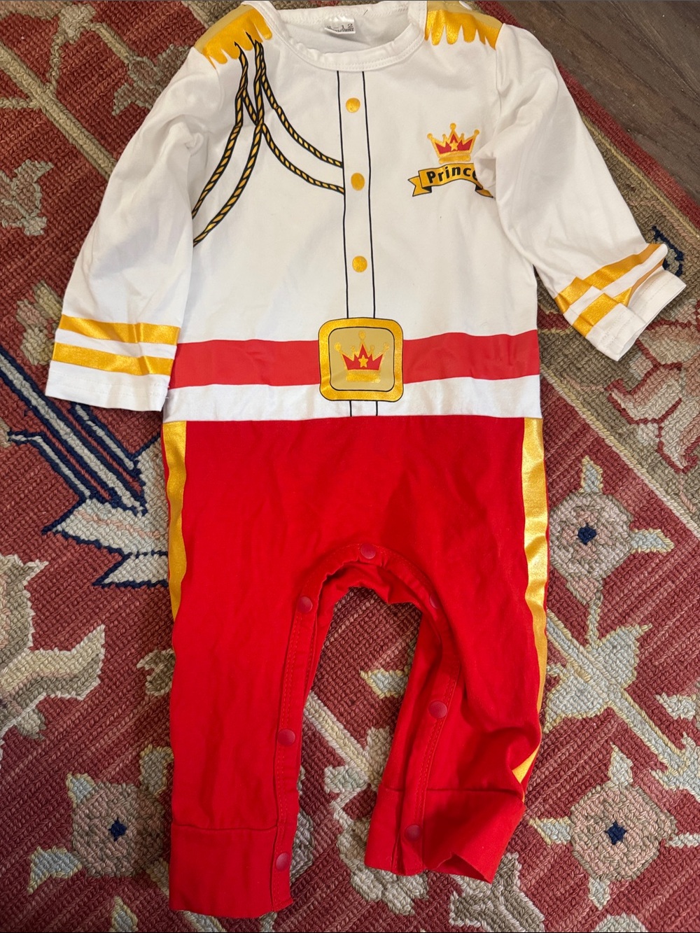 White & Red 'Prince' Graphic One-Piece for Kids